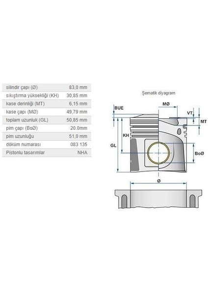 Piston 83,00MM M.benz M270 13-19