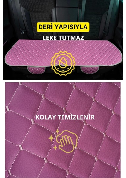 Opel Corsa Deri Silinebilir Cepli Oto Kılıf-Minder Oturak Seti (3 Parça) Pembe fiyatları