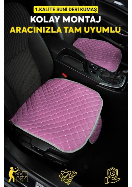 Opel Corsa Deri Silinebilir Cepli Oto Kılıf-Minder Oturak Seti (3 Parça) Pembe fırsatları