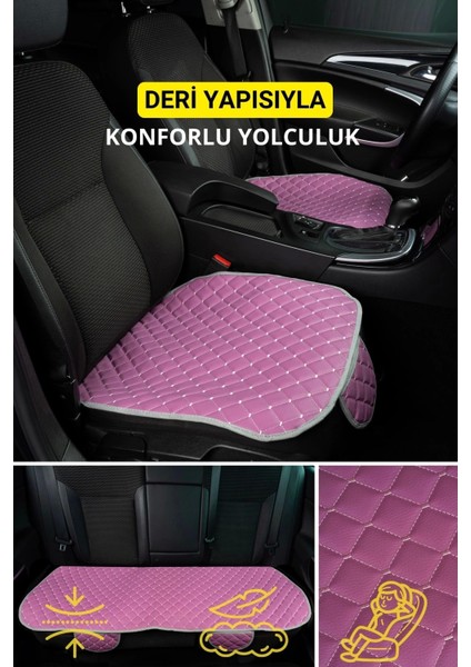 Opel Corsa Deri Silinebilir Cepli Oto Kılıf-Minder Oturak Seti (3 Parça) Pembe indirimleri