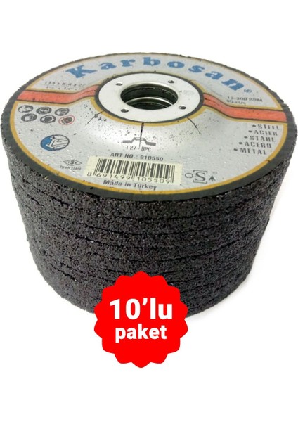 Metal Kesme Metal Çapak Alma Taşlama 115X6.4X22.23MM - 10LU Paket 2 Yıl 800 - 1200 Watt