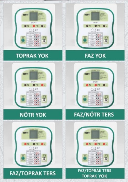 DY207 Priz Topraklama Rcd Test Cihazı