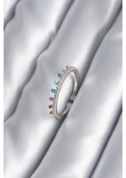 Pirinç Gümüş Renk Zirkon Taş Detay Kadın Yüzük - Lisinya