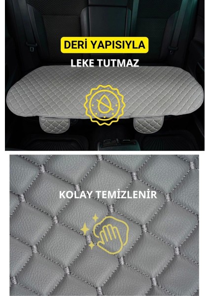 Opel Corsa Deri Silinebilir Cepli Oto Kılıf-Minder Oturak Seti (3 Parça) Gri fırsatları