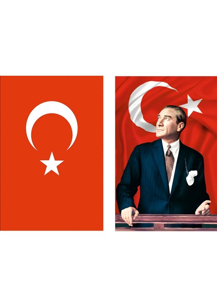 Türk Bayrağı ve Atatürk Posteri 300X450