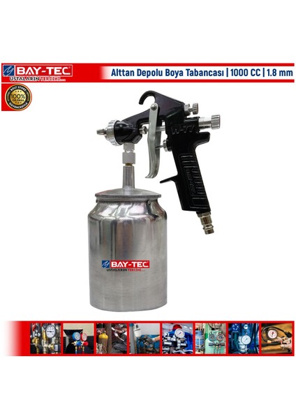 Alttan Depolu Boya Tabancası | 1000 cc | 1.8 mm