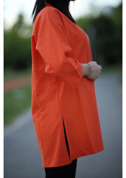 Yırtmaçlı Basic Oversize Fakir Kol T-Shirt fiyatları
