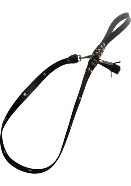 Köpek gezdirme tasması hakiki deri siyah metal zımbalı kalınlık:4mm genişlik:2,5cm uzunluk:130cm dog leash B1-1