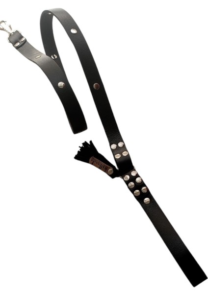 Köpek gezdirme tasması hakiki deri siyah metal zımbalı kalınlık:4mm genişlik:2,5cm uzunluk:130cm dog leash B1-1
