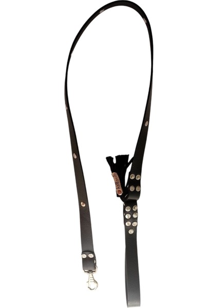 Köpek gezdirme tasması hakiki deri siyah metal zımbalı kalınlık:4mm genişlik:2,5cm uzunluk:130cm dog leash B1-1