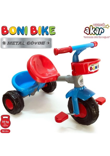 Akar Oyuncak Boni Bike Kırmızı 3 Tekerlekli Çocuk Bisikleti - Sağlam Metal Gövde