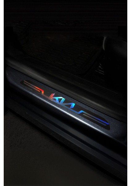 Kia Uyumlu Aynalı Kapı Eşiği Koruma Sticker Seti 4'lü Gümüş