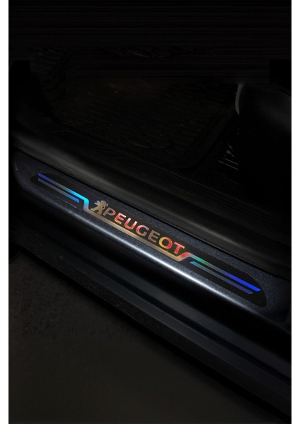 Peugeout Uyumlu Aynalı Kapı Eşiği Koruma Sticker Seti 4'lü