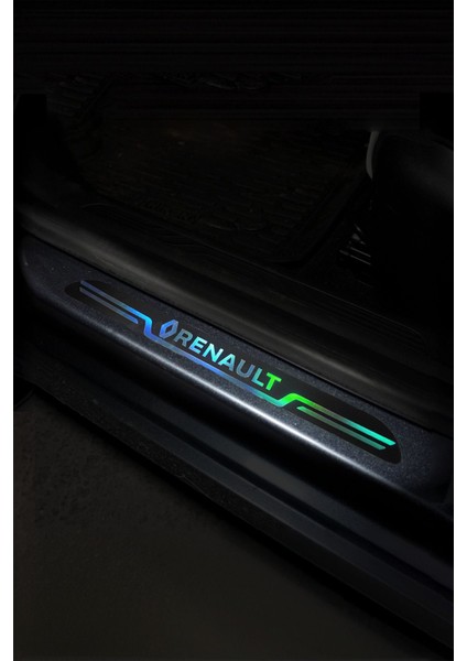 Renault Uyumlu Aynalı Kapı Eşiği Koruma Sticker Seti 4'lü Gümüş