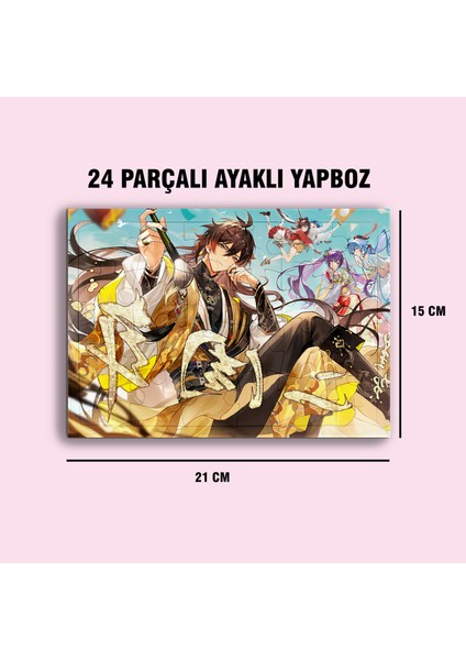 Genshin Impact Zhongli Puzzle Çerçeve - A5 - 24 Parçalı Ayaklı Yapboz