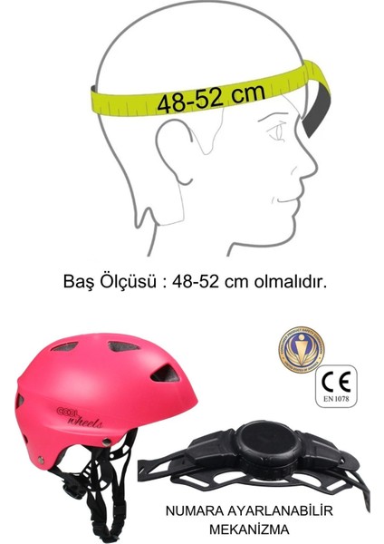 Pembe Çocuk Kaskı Spor Koruyucu Kask Yıldızlar ve Harfler Stickerlı Bisiklet Scooter Paten Ekipmanı