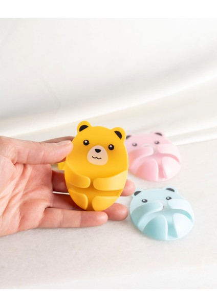 Çok Amaçlı Ayıcık Desenli Fiş, Kablo Tutucu Organizer (4'lü Set)