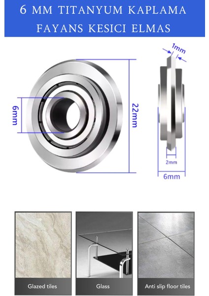 Titanyum 6 mm Elmas Fayans Kesici