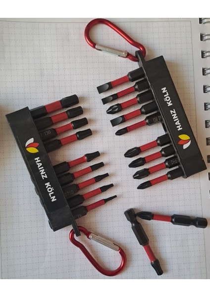 Matkap Için Bits Vidalama Ucu ve Yıldız Alyen Seti 20LI Profesyonel Ph2 Pz2 Yıldız Düz Anahtarlıklı