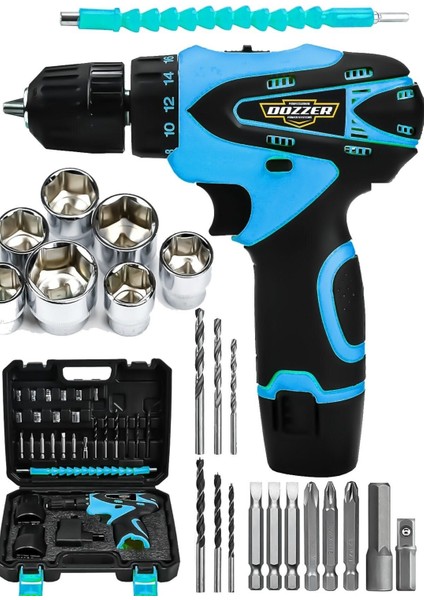 Alman 58 Volt 12 Amper Çift Çelik Şanzuman Lithyum Batarya Çift Akülü Vidalama Matkap Şarjlı Matkap