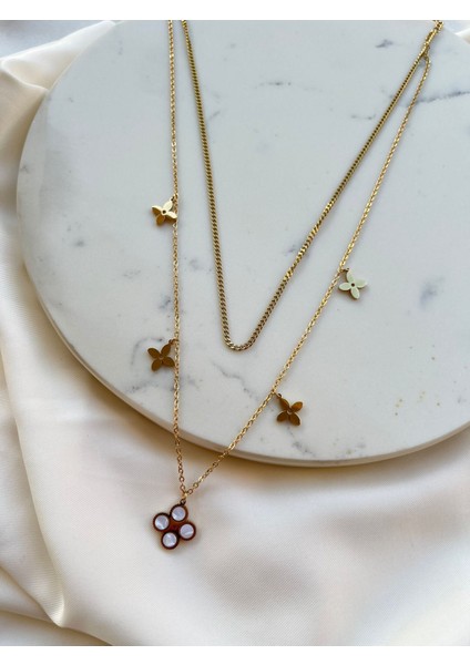 Gold Zincir Vintage Model Kararmaz Çelik Kadın Kolye Yazlık Kolye Abiye Kolye Anne Kolye