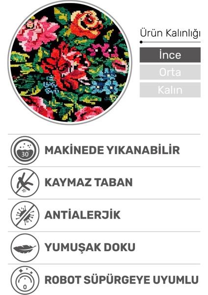 Gül Korusu Dijital Baskılı Şönil Halı – Kaymaz Taban, Toz Tutmaz, Yıkanabilir