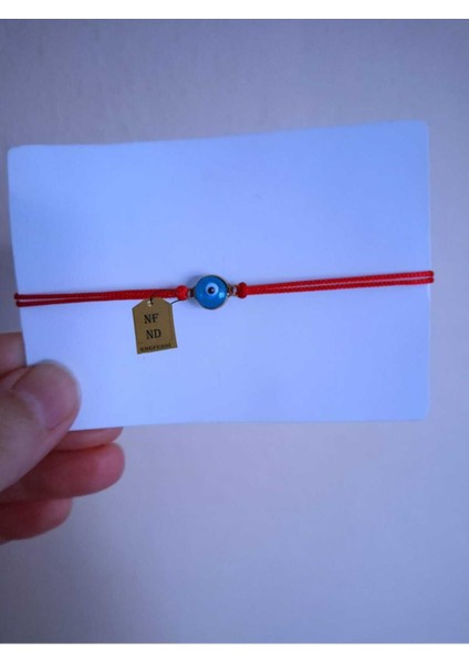 Bileklik Sevgili Eş Arkadaş Çocuk Mavi Nazar Boncuklu Şans Hediyelik 1.5cm Kırmızı Makrome Ip