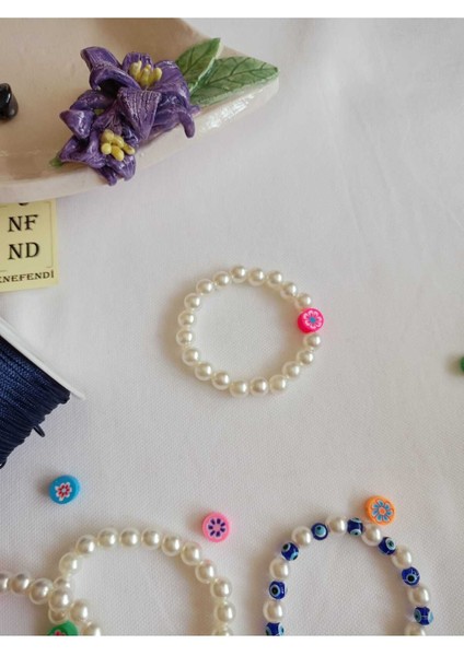 Inci Boncuklu ve Pembe Fimo Bileklik Incili Şans Bereket Arkadaş Sevgili Eş Çocuk Hediye modelleri