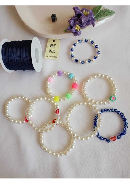 Inci Boncuklu ve Pembe Fimo Bileklik Incili Şans Bereket Arkadaş Sevgili Eş Çocuk Hediye indirimleri