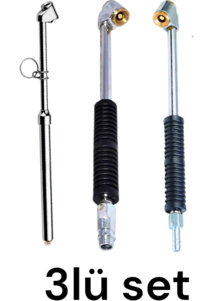 (Hava Komprosörü)Hava Jakı Jaklı Hava Jakı Hortum Uçlu Hava Ölçme Jakı 3lü Set
