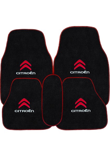 Citroen Nakışlı 5 Parça Araç Oto Halı Paspas | Citroen Dijital Baskılı Kırmızı Oto Boyun Yastığı