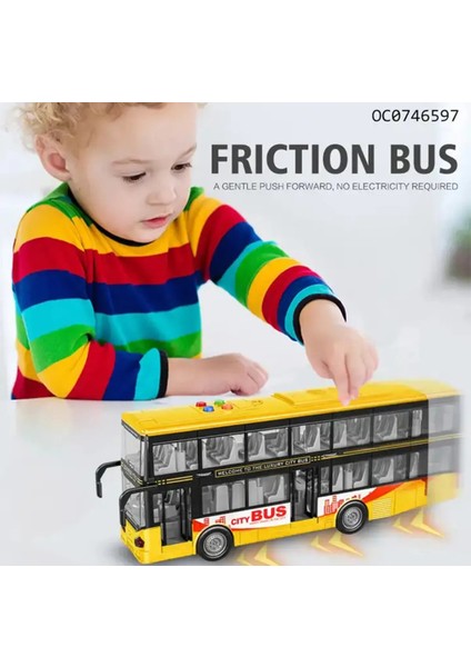 Sürtmeli Işıklı Sesli Çift Katlı City Bus Kapıları Açılan Sarı Tur Gezi Otobüsü fiyatları