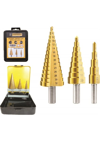 Meşem 6160 Kademeli Matkap Ucu Seti 3 Lü Set