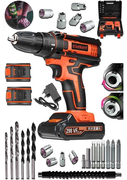 Alman Coper 288 Vf 25 Ah Bakır Sargılı Çelik Şanzıman Çift Akülü Darbeli Vidalama Matkap