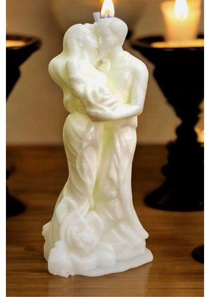 Romantik Çift Mum - Aromaterapi Mumu - Sandal Ağacı Kokulu