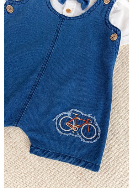 Papyonlu Denim Şıkyazlık Kot Erkek Bebek Salopet Tulum Takım