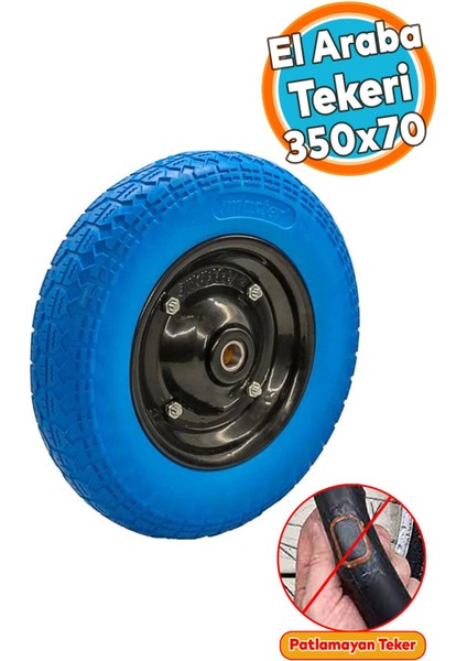 El Arabası Tekeri Yük Taşıma Rulmanlı Patlamayan Poliüretan Teker Pu Tekerlek 350X70 mm