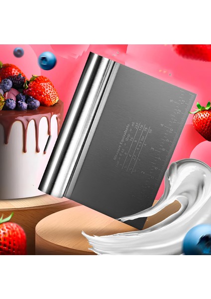 Pasta Spatulası - Profesyonel Hamur Sıyırıcı - Ölçü Cetvelli Pasta Hamur Spatulası 721743