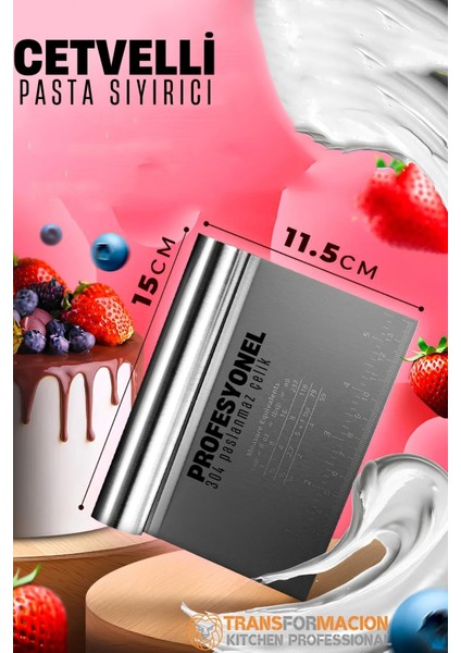 Pasta Spatulası - Profesyonel Hamur Sıyırıcı - Ölçü Cetvelli Pasta Hamur Spatulası 721743 fiyatları