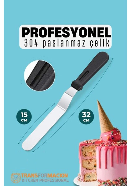 Pasta Spatulası Profesyonel 304 Paslanmaz Çelik 32 cm 721740 fiyatları