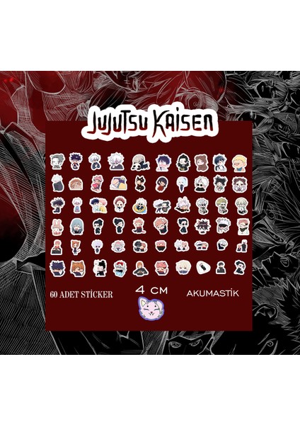Jujutsu Kaisen Sticker Seti 60 Adet - Anime Sticker - Parlak Sticker