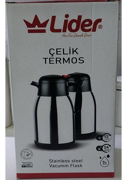 2 Litre Içi Dışı Çelik Çay Termosu