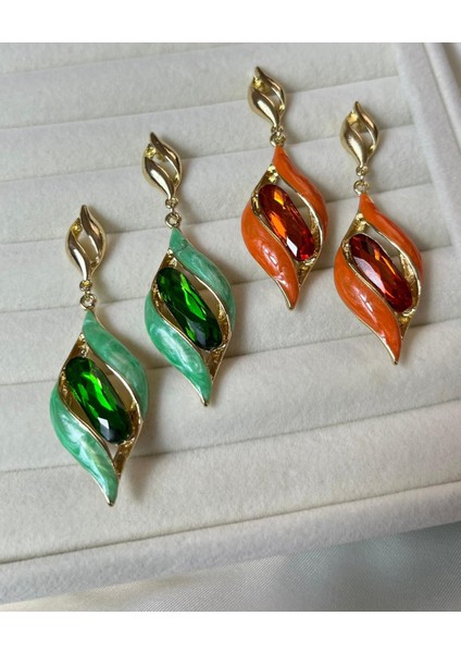 Çelik Kararmaz Yeşil Vintage Kadın Küpe Yazlık Küpe Abiye Küpe Vintage Küpe fiyatları