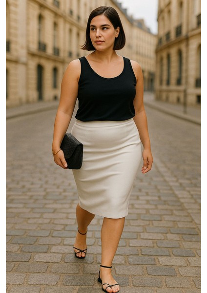 A Kesim Büyük Beden Pamuklu Kalın Askılı Atlet Tişört