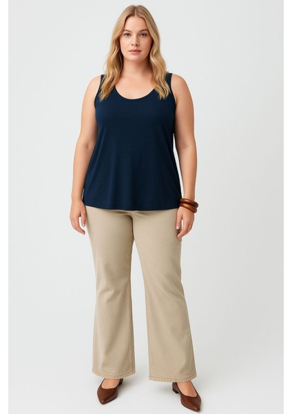 A Kesim Büyük Beden Pamuklu Kalın Askılı Atlet Tişört