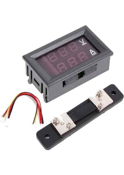 0.28 Inç 0-100V 50A Çift LED Kırmızı Voltmetre ve Mavi Ampermetre (Şönt Dirençli)