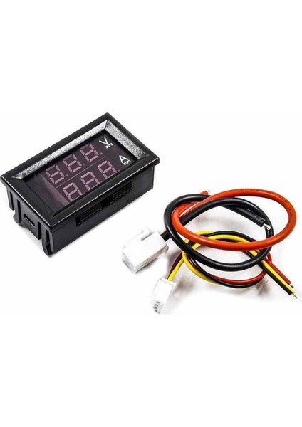 0.28 Inç 0-100V 50A Çift LED Kırmızı Voltmetre ve Mavi Ampermetre (Şönt Dirençli)