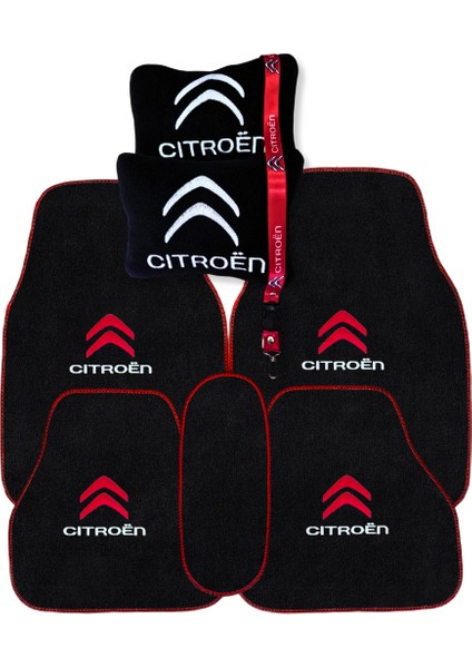 Citroen Nakış Işlemeli Oto Halı Paspas | Citroen Araç Seyahat Oto Boyun Yastığı & Oto Ayna Askısı