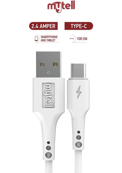 Mytel Tüm Typ-C Girişli Telefonlar İle Uyumlu 33W Destekli Typ-C Şarj ve Data Kablosu 1mt