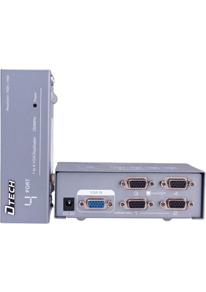 250MHZ 1to4 VGA Splitter Dağıtıcı Monitör Çoklayıcı